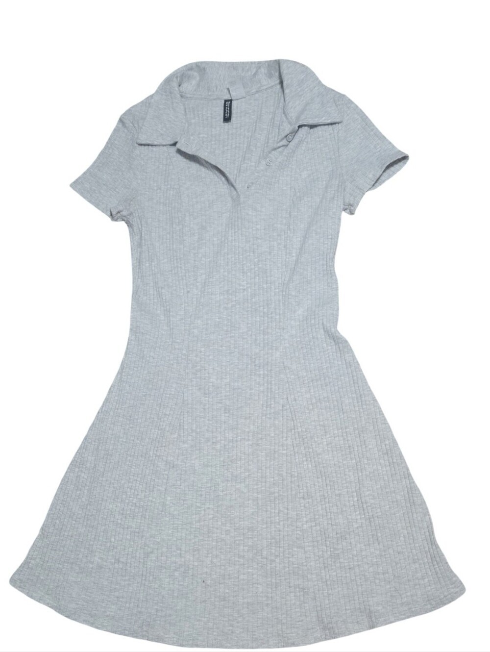 Divided HM Ribbed Polo Skater Dress in Light Gray Fit & Flare Tennis Size Med - Picture 3 of 8
